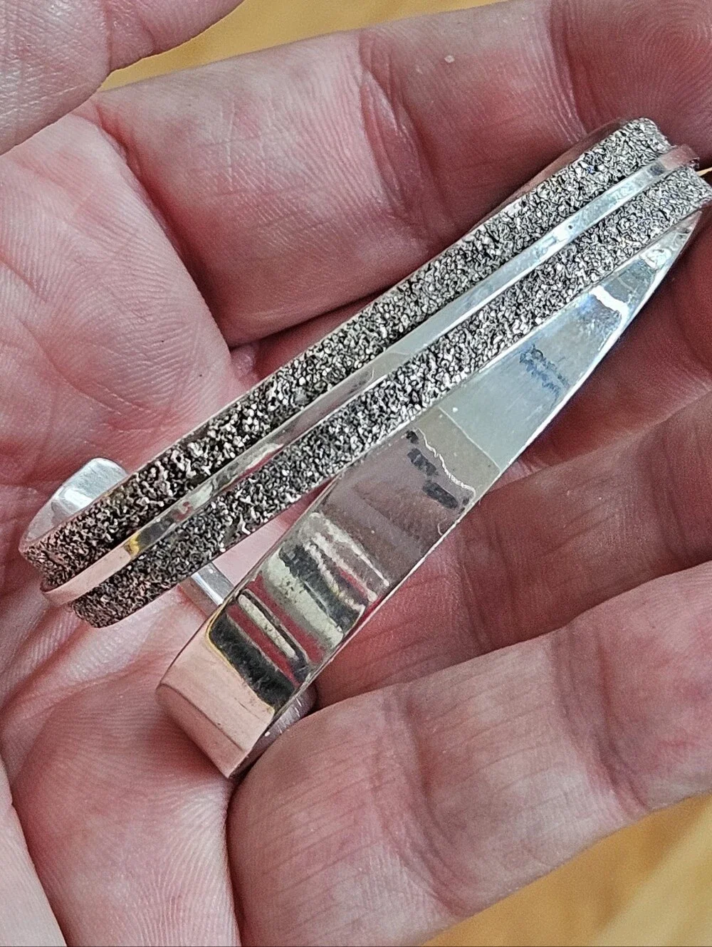 Vintage 1989 Rainstar Navajo Modernist Sterling Silver Cuff Bracelet
